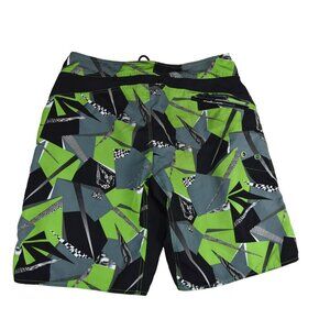 VOLCOM Y2K Surf Board Shorts Measures Sz 32" Neon Green Black